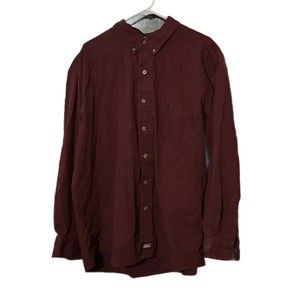 Dickies Long Sleeve Work Shirt  Burgundy XXL Front Pockets Buttons Stain Release